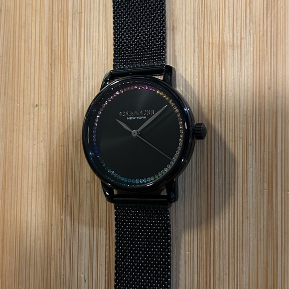 Coach Grand Watch 36mm Black Face With Circle Of Crystals & Black MeshBr… - Picture 4 of 7